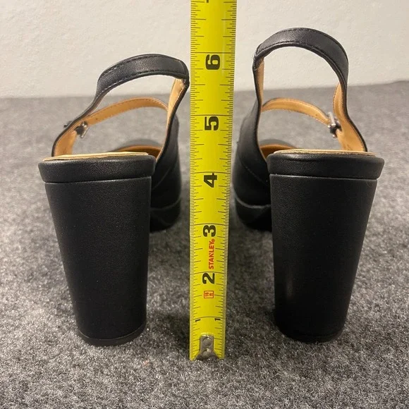 Naturalizer Berlin Womens 9.5M Black Platform Mary Jane Heels Slingback Chunky - Picture 6 of 10